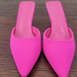 Zara Hot Pink Pointed-Toe Slip-On Mules
